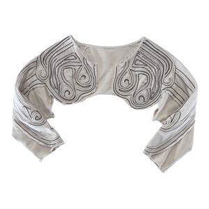 NO BRAND - METAL PEARLS EMBROIDERED SWEAT  BOLERO - CREAM - S